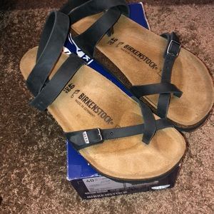 Women Birkenstock Yara Leather Black